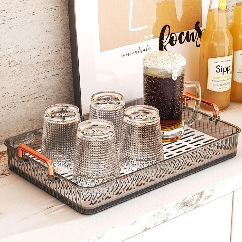 Clear Drain Tea Tray Double-layer Serving Plate Portable Tableware Storage Tray  Bathroom