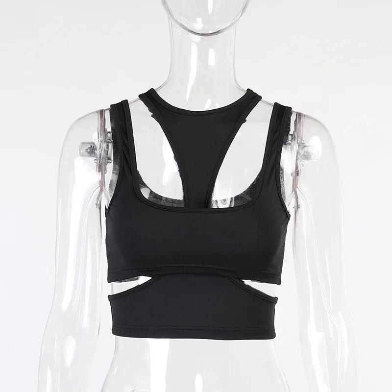 Sexy Bare Midriff  Tank Top Wrap Chest Hollow Out Halter Crop Tops Women Sleeveless Cropped Vest Camisole Tube Top Female