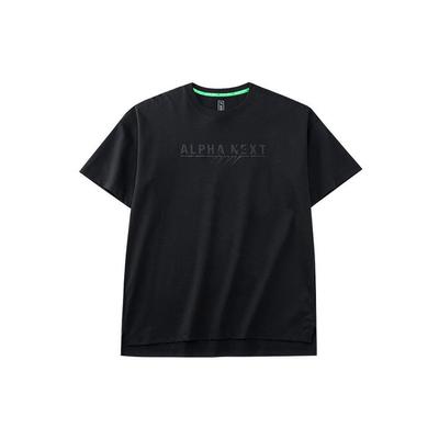 Alpha Next Hayward Series Letter Print Solid Color Round Neck Short Sleeve T-Shirt Men Tops Black 152221159-3