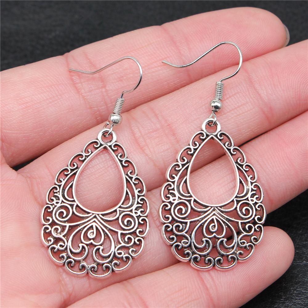 38 Styles Women Ethnic Style Jewelry Earrings Bohemia Carved Round Oval Waterdrop Flower Pattern Dangle Earrings Drop Earrings