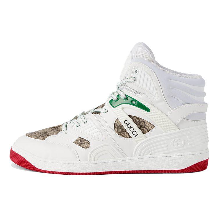Gucci Basket High Shoes White Demetra Red 673077 2SHG0 9076