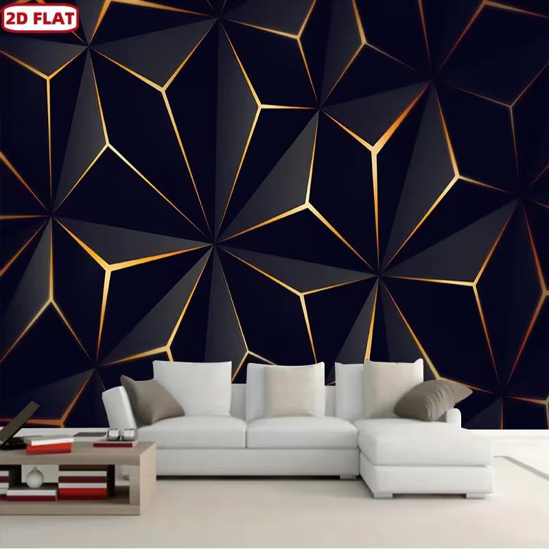 Telo di Sfondo Geometrico Nero Oro Moderno 2D per Fotografia