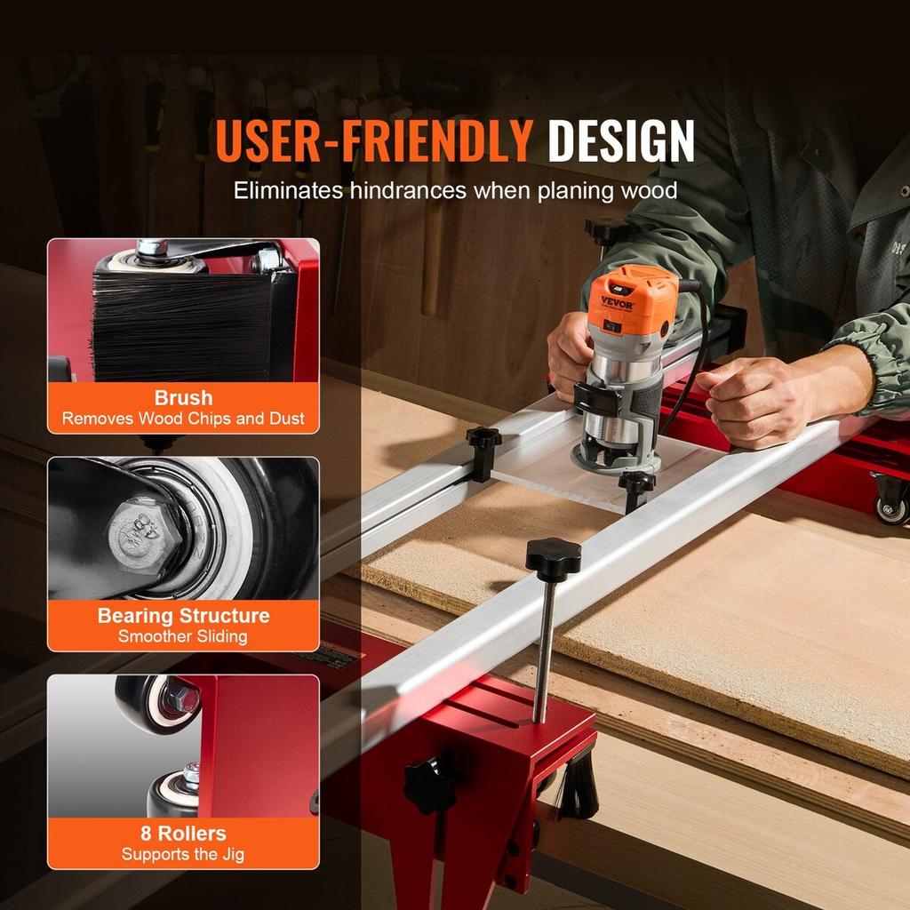 Router Sled, 64 inches, Portable and Easy to Adjust Slab Flattening Jig, DIY Woodworking Router Sled for Flattening Slabs, Slab Guide Jig Trimming