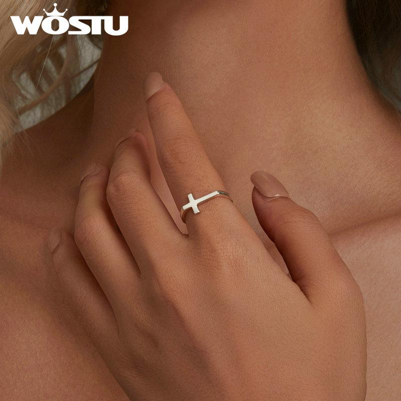 Original 925 Silver Cross Ring Oxidized Silver for Women Fine Jewelry Party Wedding Engagement Ring Gift FIR979