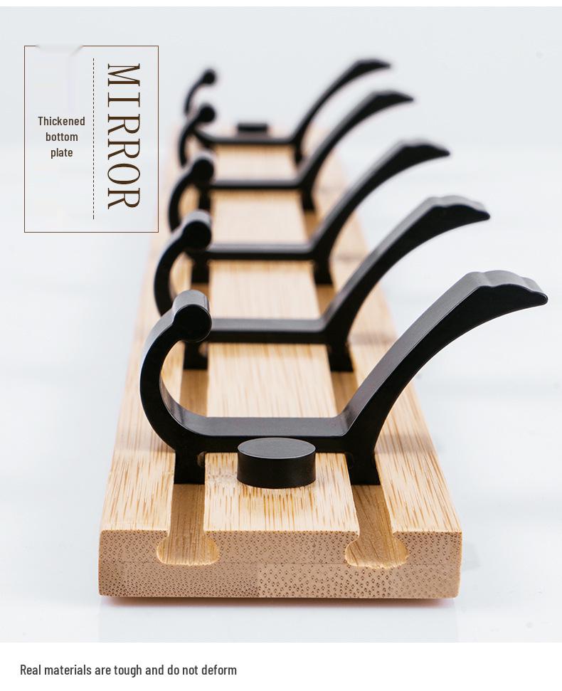 Bamboo & Wood Over-the-Door Hook Wall-Mounted No-Punch Coat Rack - Creative Entryway & Bedroom Storage