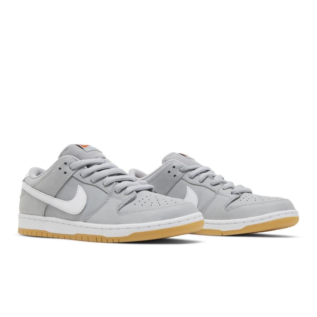 Nike Dunk Low Pro ISO SB 'Wolf Grey Gum' (Unisex) Wolf Grey / White / Wolf Grey / Gum Light Brown / Pure Platinum / Safety Orange Skateboard Shoes