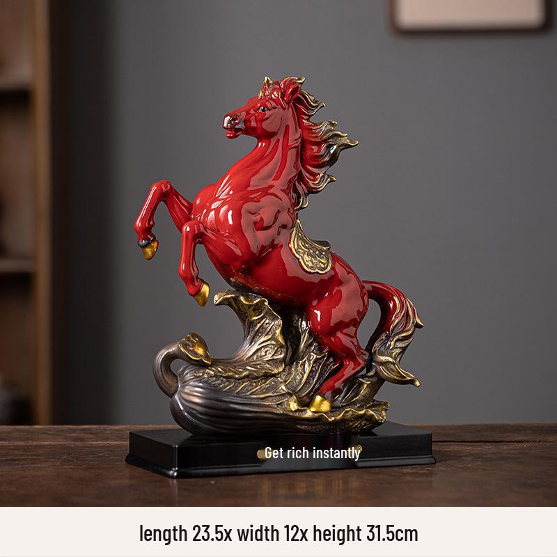 Figura de la Riqueza del Caballo del Zodiaco: Elegante Decoración para Sala de Estar u Oficina, Regalo Perfecto para Líderes o Ceremonias de Inauguración