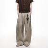 Lanyard Design Profile Scimitar Loose Pleated Drape Trousers Simple High-end Casual Trousers Wide-leg Sickle Trousers