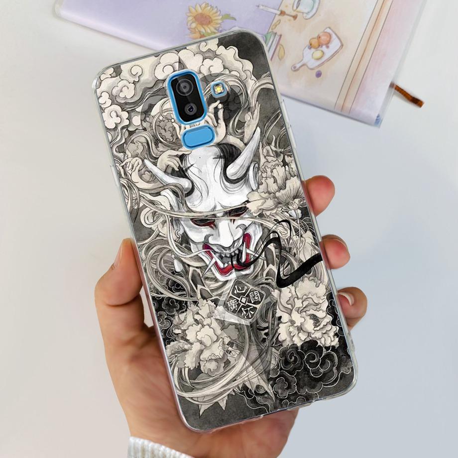 Funda Coque For Samsung Galaxy J8 J810F Cover Case Cartoon Cat Skull Back Shell For Samsung J8 2018 Soft Clear Silicone TPU Capa
