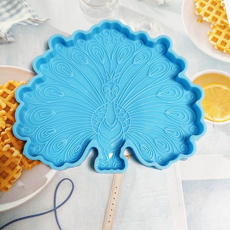 Peacocks Coaster Tray Mold  Crystal Epoxy Resin Molds Cup Mat Mug Pad Silicone Mould Coaster Making Accessories Decor