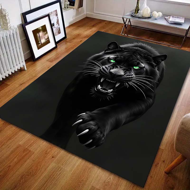 Cool Black Leopard Print Carpet for Bedroom Living Room Bedside Sofa Floor Mat Modern Home Decor Area Rug Large Size