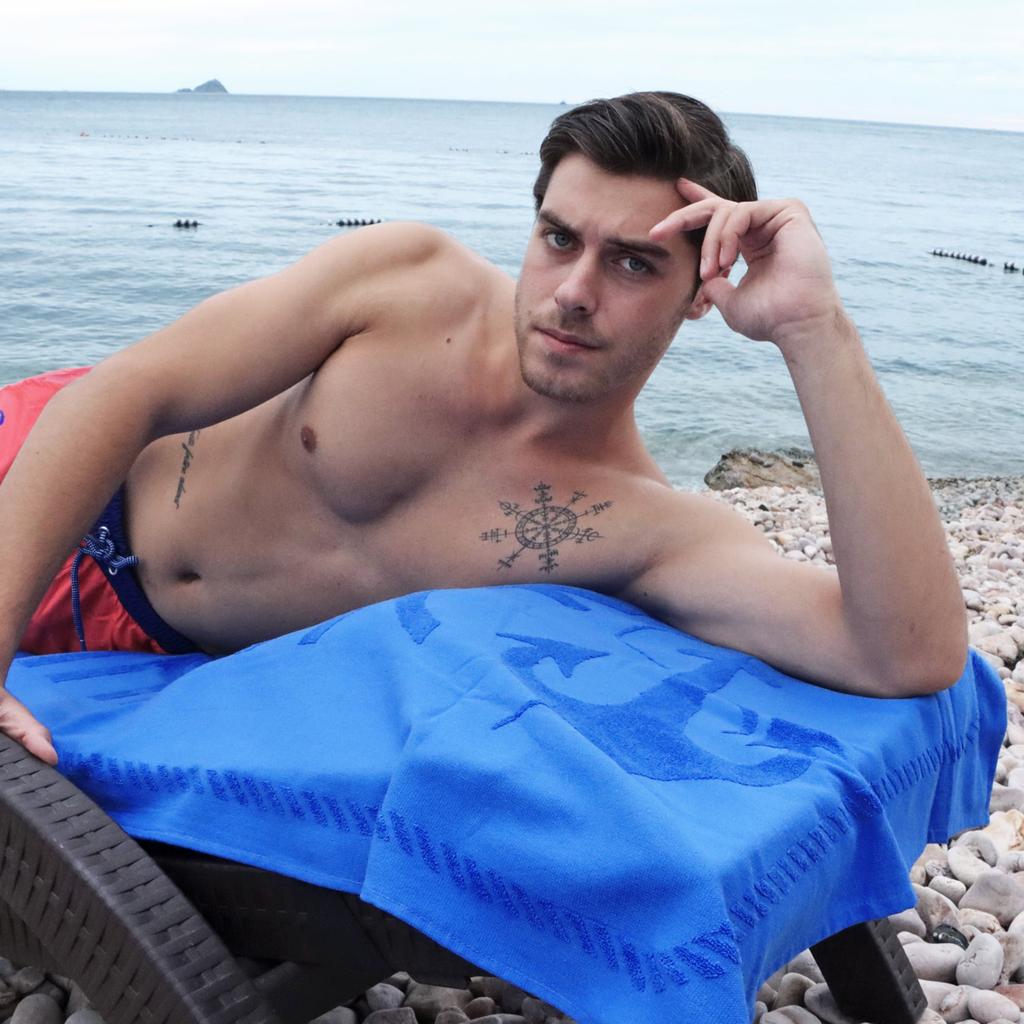 Anemoss Pool, Bath, Beach Towel, %100 Cotton, For Kids and Adults, 27x55 in Blue