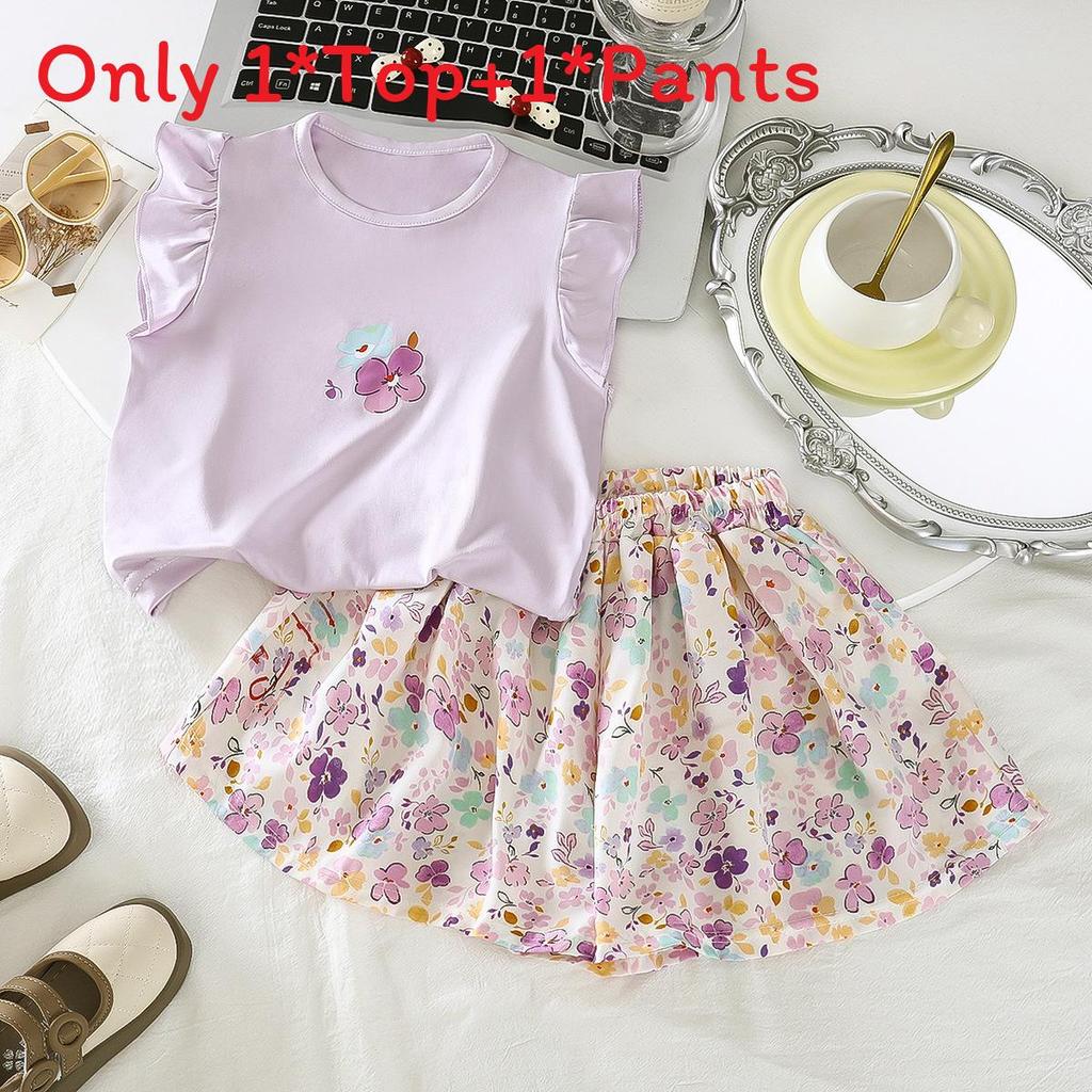 Girls Summer Outfit Set With Floral T Shirt And Shorts For Ages 3 To 8