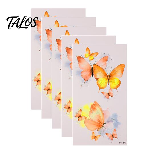Talos 5 Sheets Butterfly Tattoo Stickers, Waterproof Temporary Flower Tattoos, Colorful Face Body Tattoos for Parties Night Club Music Festival