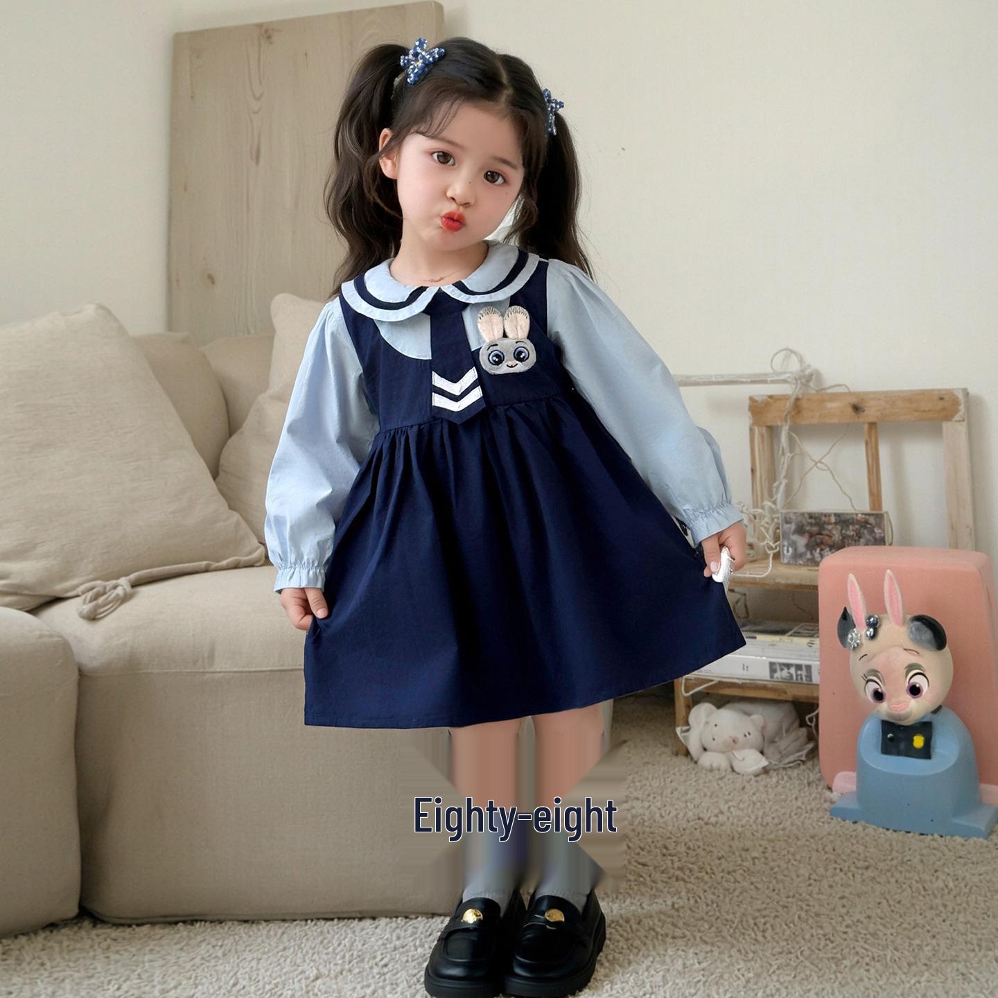

Spring 2025 Academy Style Princess Dress for Girls - Rabbit Officer Theme 90cm синий