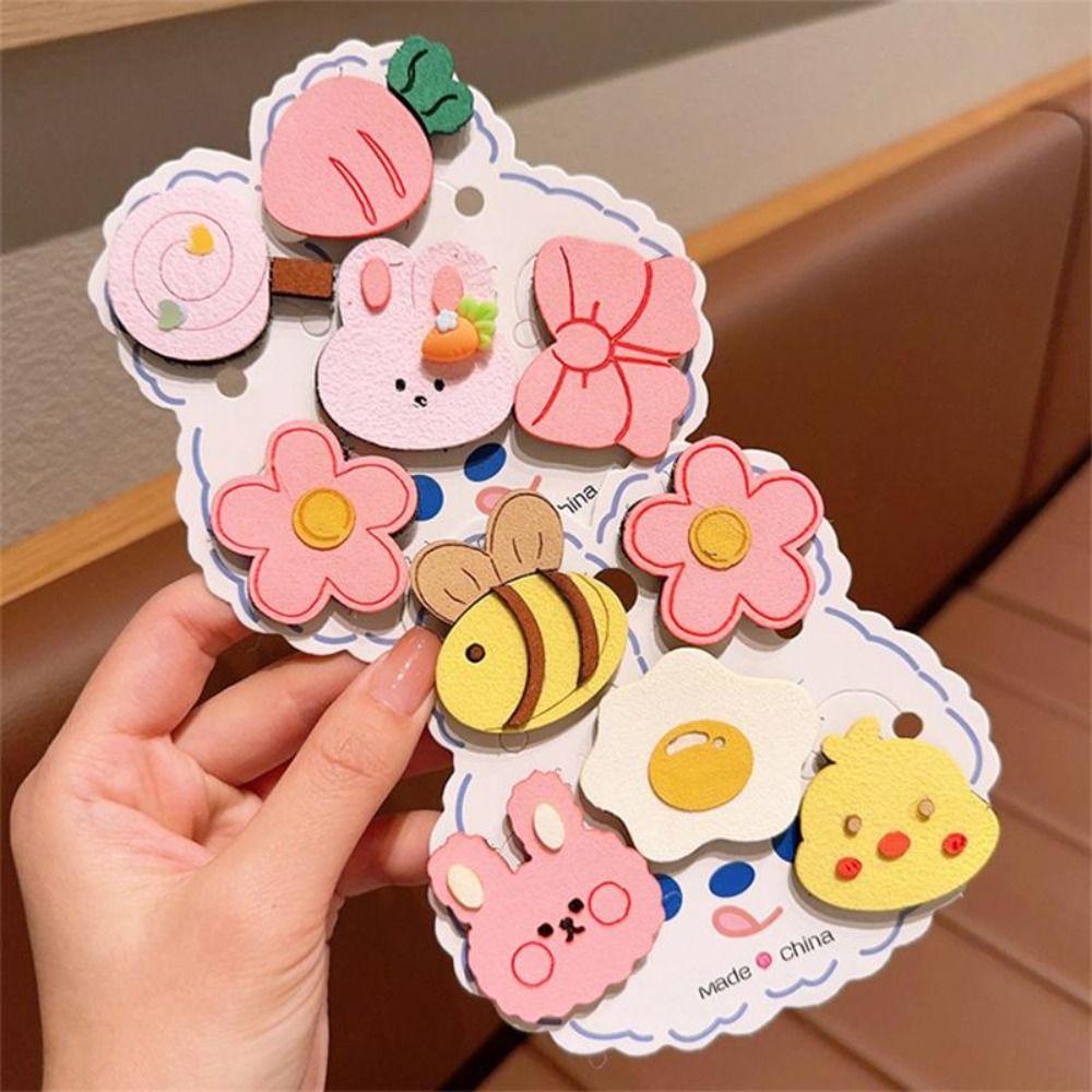 5Pcs/Set Cute Cartoon Hair Clip Not Hurt Hair Reusable Headwear Bangs Clips Gifts