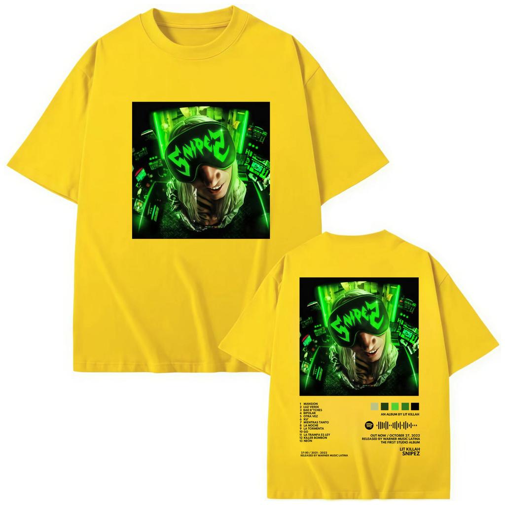 Rapper Lit Killah Album Double Sided Graphic T Shirts Hip Hop Fashion Short Sleeve T-shirt Men Women Oversized T-shirts