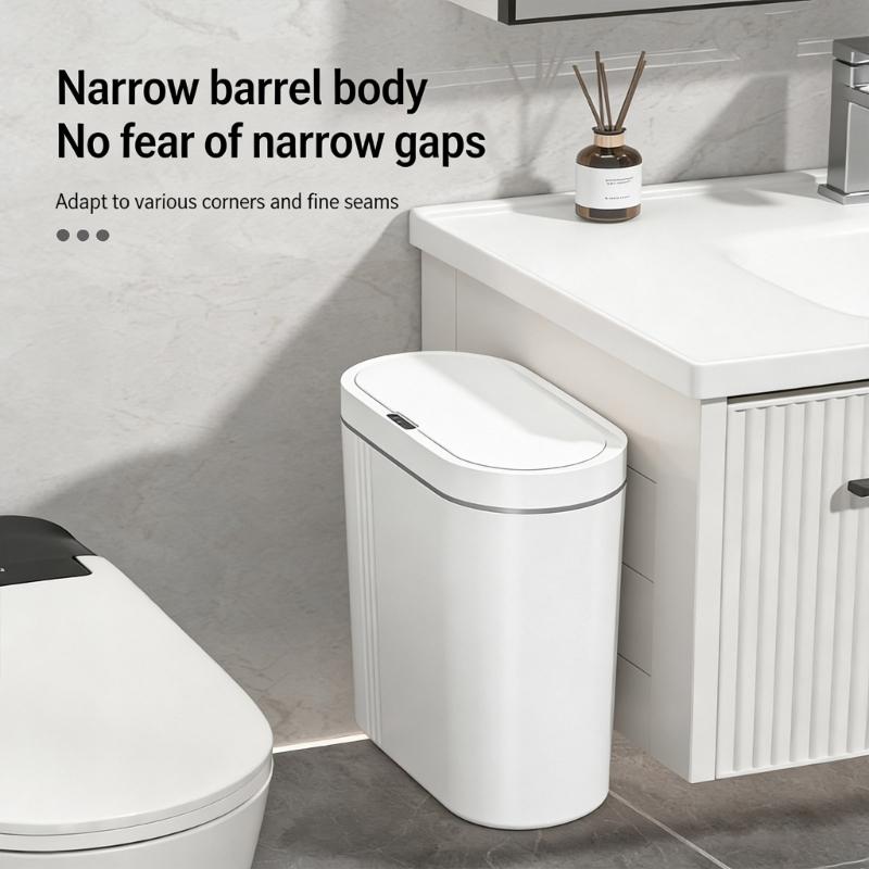 Pattumiera a Sensore Automatico da Parete per Bagno Cucina Chiusura Silenziosa Montaggio a Parete Plastica