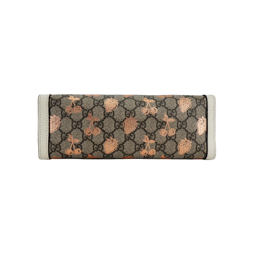 Gucci Padlock Metal Lock Tote Bag With Berry Print And Logo Canvas And Leather Women Tote Bag Ebony White 498156-UM6AG-8295