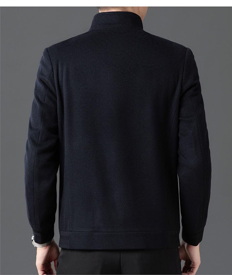 Men's Stand Collar Wool Jacket - Short, Thick, Warm Autumn/Winter Coat