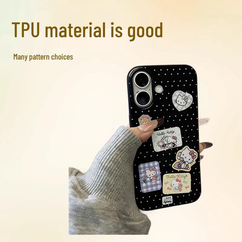 

Hello Kitty Black Polka Dot Jelly Phone Case (17/15/14/13 Pro Max, 12/11, XR/XS) iPhone 17