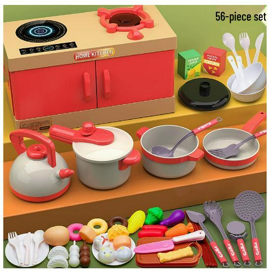 Kids' Role-Play Kitchen Induction Cooktop & Cooking Toy Set
