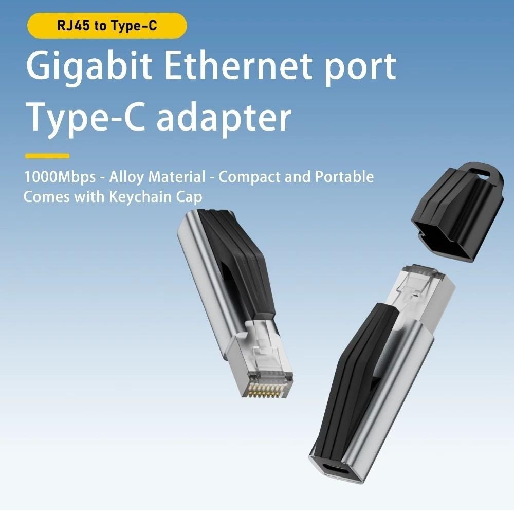 Type-C Female To RJ45 Male USB C To Ethernet Adapter 1000Mbps Portable Design Network Converter Gigabit Speed