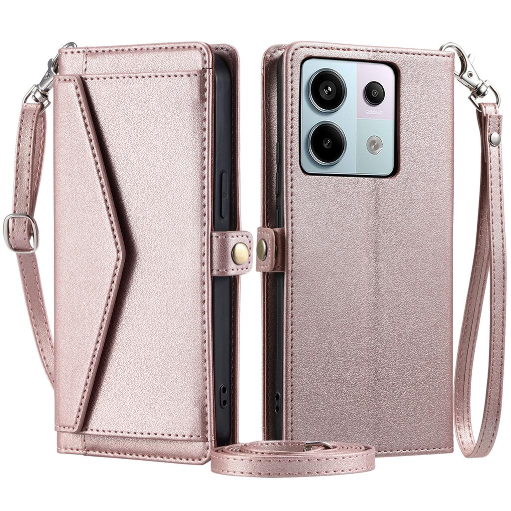Für Xiaomi Poco X6 5G/Redmi Note 13 Pro 5G Lederhülle Brieftasche Ständer Handyhülle mit Riemen