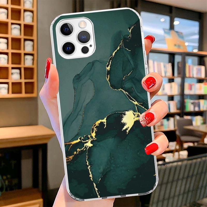 

Fashion Geometric Marble Cover Phone Case For iPhone 16 17 Air 15 14 Pro Max 16E Phone Case 13 Mini 12 11 7 SE 8 Print Pattern F iPhone 11