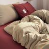Literary Wabi-sabi Cotton Striped Bedding Set - Three-Piece Dormitory Duvet Cover with Fitted Sheet