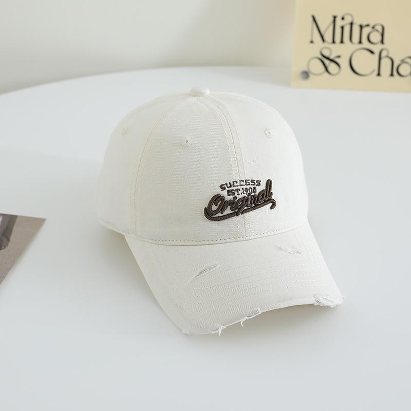 New High Quality Embroidered Letter Baseball Cap for Girls' Japanese Wide Brim Slim Soft Top Hat Pure Cotton Versatile Duck Tongue