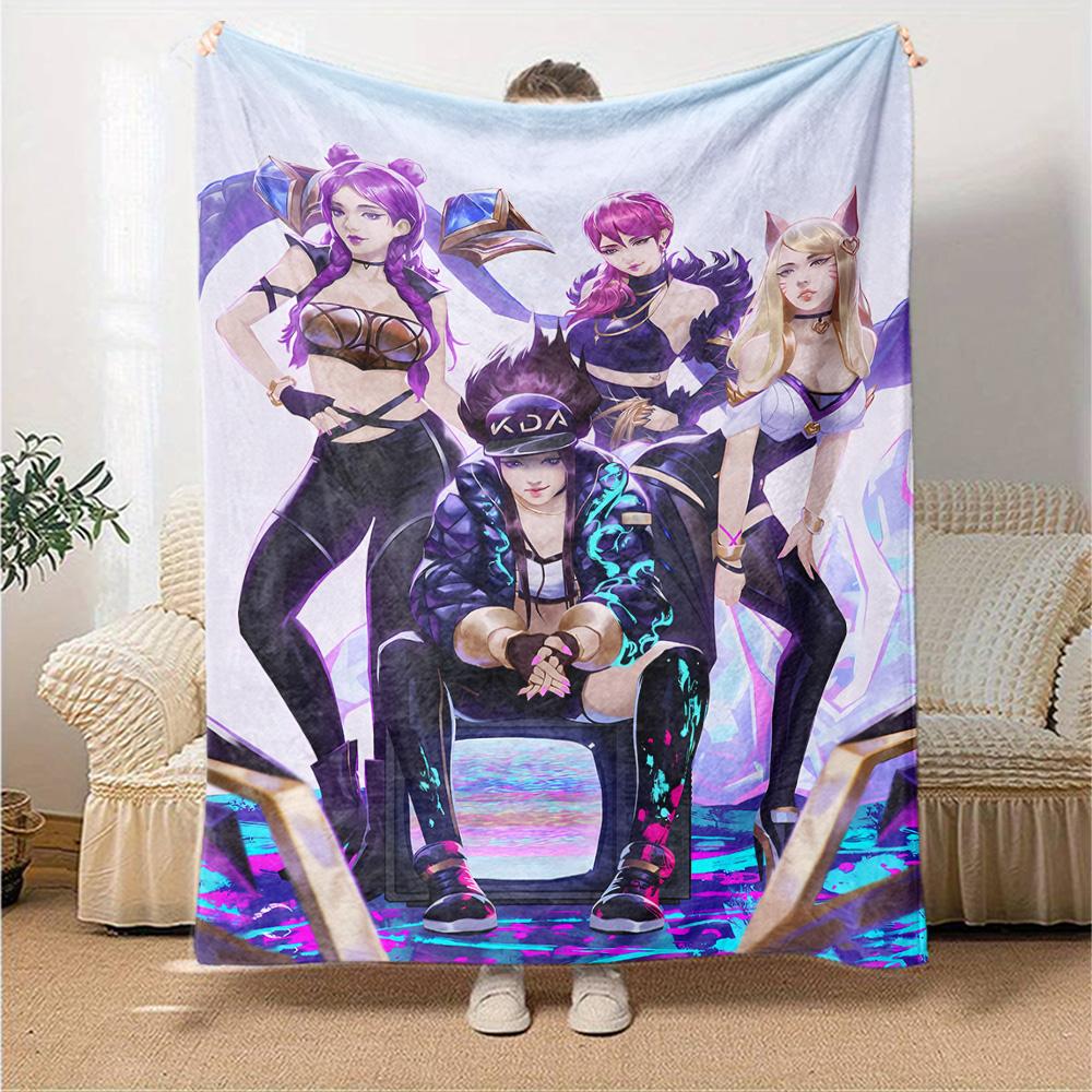 1pc Blanket - LOL-KDA kaisa ahri akali Print Design,Lightweight Blanket for Sofa,Bed- Soft &Warm,Gift for All Seasons