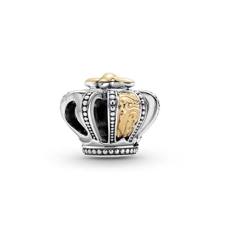  Queen Crown Charm Bead for DIY Jewelry Silver Bracelet Necklace Gift Kids Toy