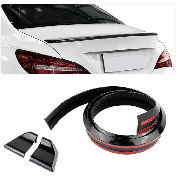 4.9Ft Spoilers For Cars - 3D Glossy Rear Spoiler Wing For Car Decorations - Universal Punch-Free Rubber Trunk Spoiler Lip Fits Car Exterior