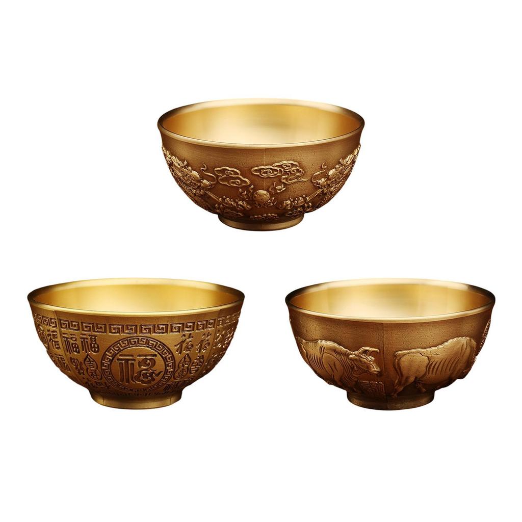Brass Feng Shui Bowl Decorative Offering Bowl for Bedroom Gathering Cabinet