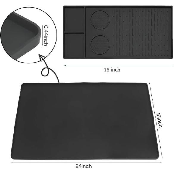 Silicone Coffee Mat with Convex Edge, 24''x16'' Coffee Bar Accessories for coffee Espresso Machine Home Espresso Cafe Machines Mat Accessories