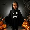 Black And White Ghost Cloak Halloween with Hood, Loose Fit Irregular Hem Costume Hooded Cape for Cosplay Party, Spooky Pullover Kids Adults