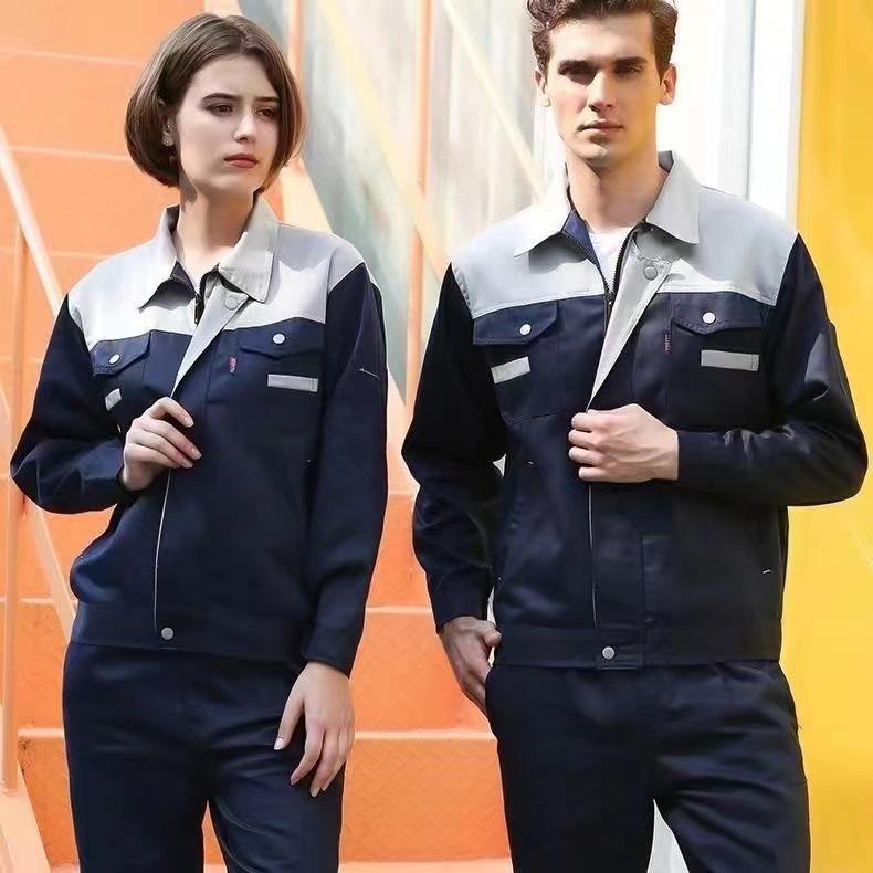 Men's and Women's Long-Sleeve Workwear Set - Durable, Wear-Resistant, Ideal for Factory and Auto Repair.
