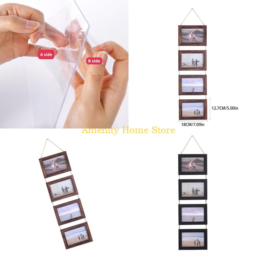 F26C Collage Picture Frames,4 Openings Hanging Photo Frame Set Display Horizontal Pictures for Wall Decors,4×6inch Photo