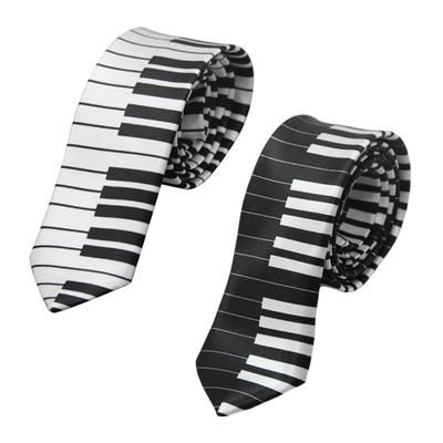 Men's Black and White Piano Keys Necktie Slim Narrow Wedding Party Tie