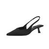 thin heel low heel sandals women~ new bag head empty single shoes light mouth French temperament fashionable and elegant black women's shoes