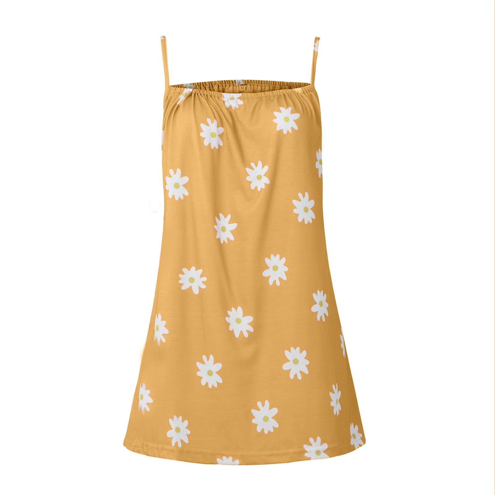 

Женская мода, повседневный пляжный летний свободный топ на подтяжках с V-образным вырезом и принтом XXXL жёлтый