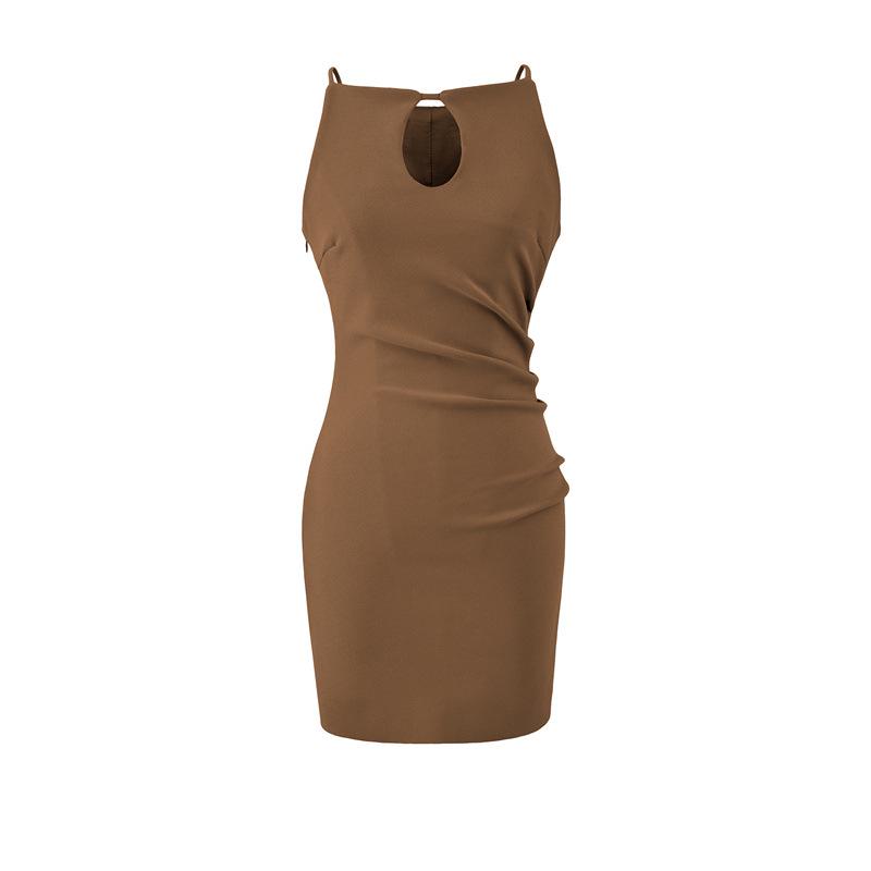 Retro Slim Off-the-Shoulder Pleated Bodycon Mini Dress