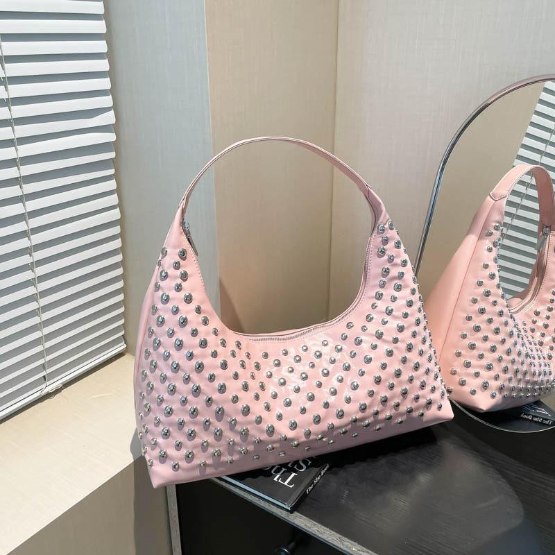 Fashion Style Rivet Bag For Women Summer Large Capacity Pu Material Daily Use