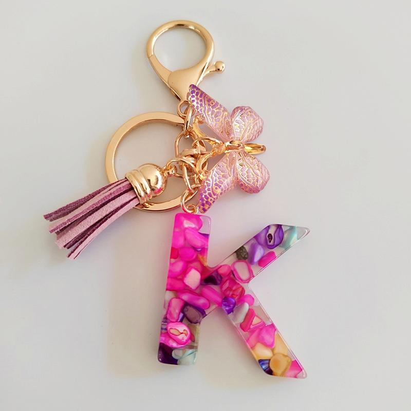 

Брелок с буквами AZ, фиолетовая бабочка, кисточка, инициалы, буквы, брелок для женской сумки, подвеска, украшение для ключей, подарки для пары