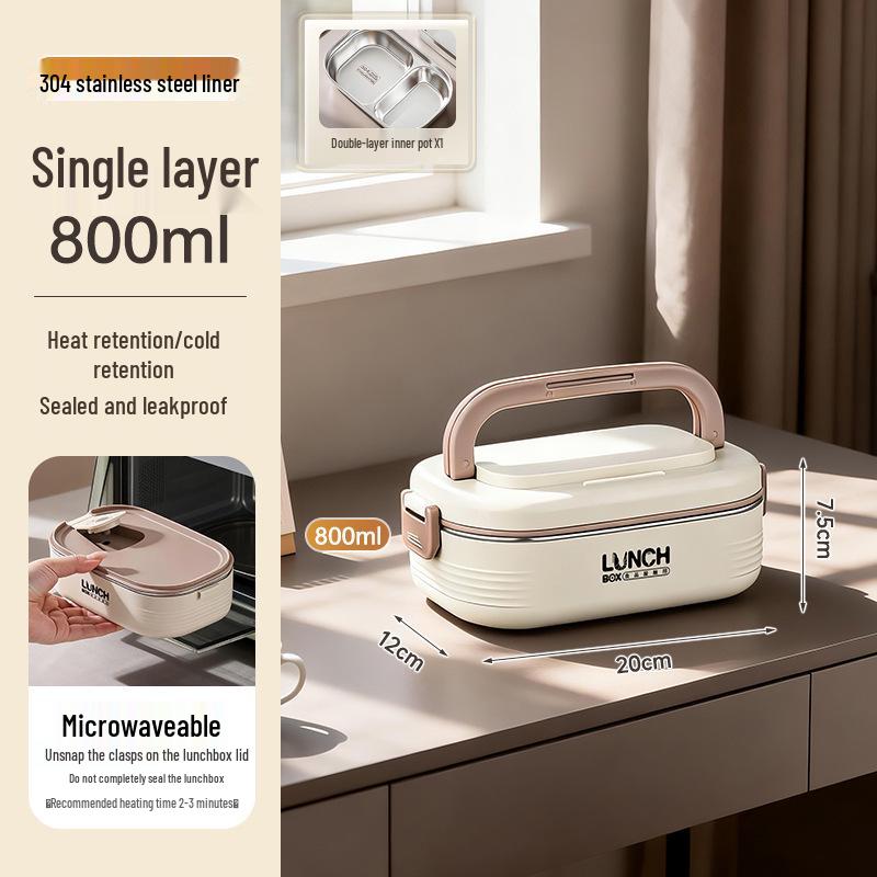 304 Stainless Steel Insulated Bento Lunch Box - Multi-layer, Microwave Safe, Sealed for Office & Student Use