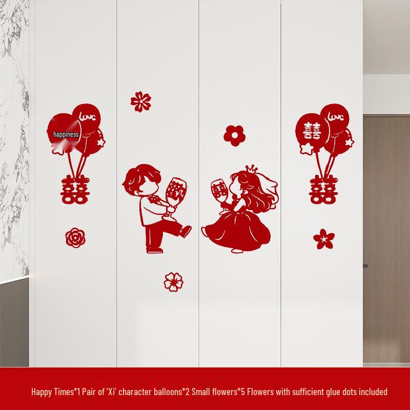 Wedding Room & Wardrobe Decor Set: Groom's Bedroom Double Happiness Stickers