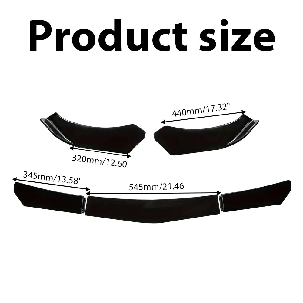5pcs/ Set Glossy Black Car Front Bumper Lip Splitter Spoiler Diffuser Cover Trim Universal Adjustable Separators Bumper Body Kit