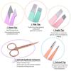 Professional Eyebrow Tweezers 6 Pcs Set  - Stainless Steel Tweezers & Curved Scissors for Precise Shaping with Case. Ideal for Ingrown Hair Removal.
