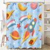 Whimsical Space Shower Curtain Cute Galaxy Pattern for Bathroom Decor Vibrant Rocket Design Planets Waterproof Fabric with Hook